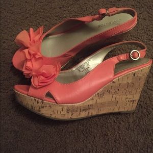 Pretty coral wedge sandals!!